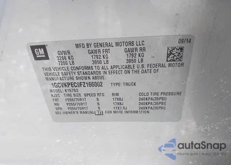 2015 Chevrolet Silverado 1500 Ls from USA, damaged, VIN 1GCVKPEC9FZ166002